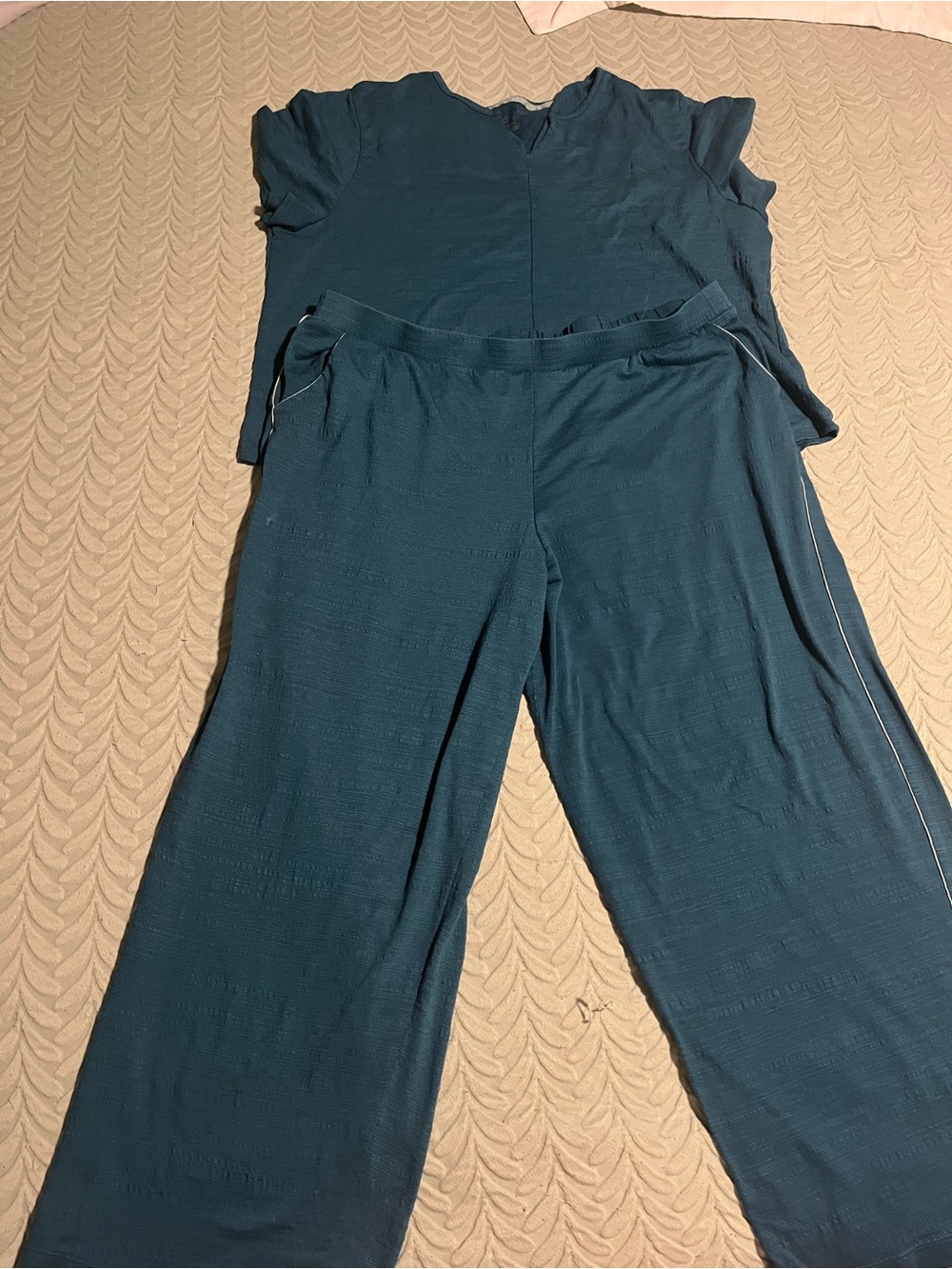 3 items Women’s Teal pajama Wide-Leg Pants, shorts, & Top Set